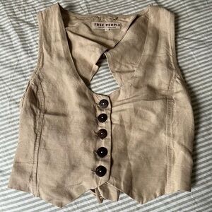 Free People Beige Button-Front Women's Vest